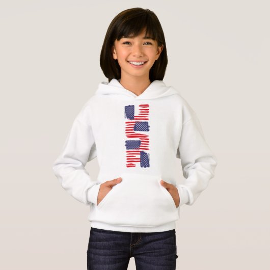 LOVE FLAG USA/EEUU TEXT BRUSH STROKE BY MASANSER P HOODIE (Vorne ganz)