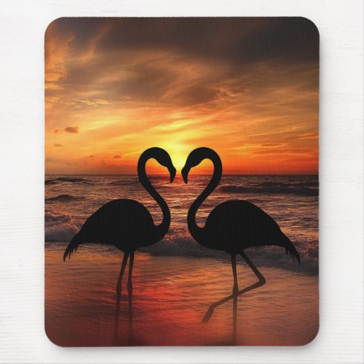 Love Flamingo Sonnenuntergang Aussicht romantische Mousepad (Vorne)