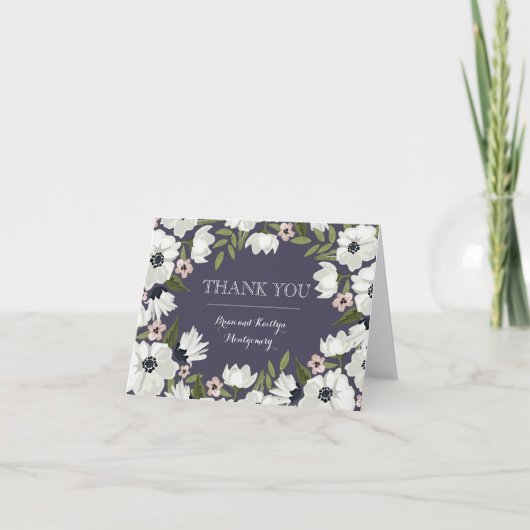 Love floral Dankeschön Note Card - lila Dankeskarte (Vorderseite)