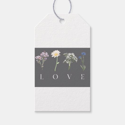 LOVE Floral  – Romantic Botanical Print Manual Geschenkanhänger (Vorderseite)