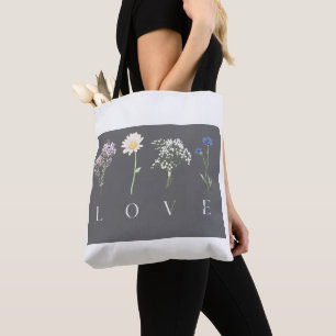 LOVE Floral – Romantischer Botanischer Druck Tasche