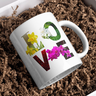 LOVE Floral Typography  Kaffeetasse