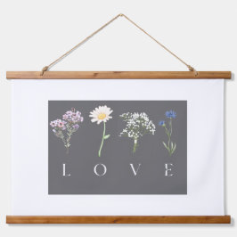 LOVE Floral Wall Art – Moody Botanical Print Wandteppich Mit Holzrahmen