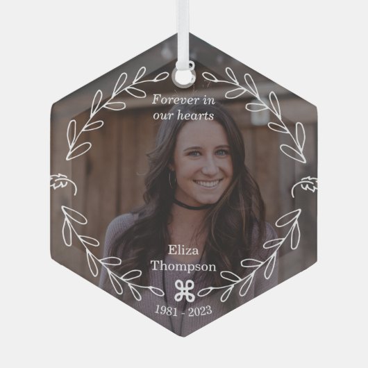 Love Florals Memorial Ornament Aus Glas (Vorderseite)