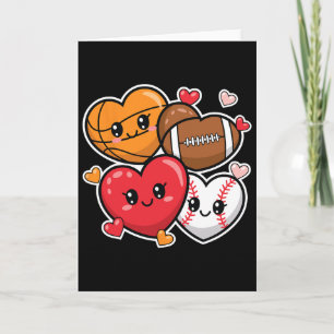Love Footll Sketll Valentinstag Jungen und Männer  Karte