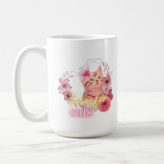 Love for Cats Mug – Cute Floral Kitten Coffee Cup  Kaffeetasse (Links)