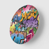 Love for Graffiti Runde Wanduhr (Winkel)