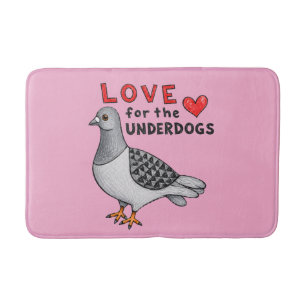 Love for the Underdogs – Rosa Badematte mit Taube
