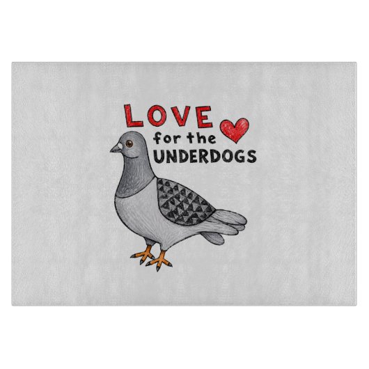 Love for the Underdogs – Schneidebrett mit Taube (Vorderseite)