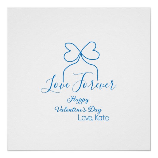 Love Forever blue bow happy Valentine's day name d Poster (Vorderseite)