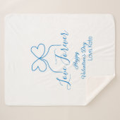 Love Forever blue bow happy Valentine's day name d Sherpadecke (Vorderseite (Horizontal))