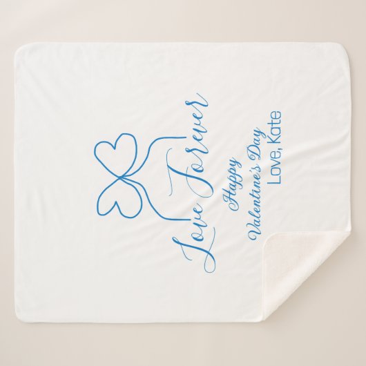 Love Forever blue bow happy Valentine's day name d Sherpadecke (Vorderseite (Horizontal))