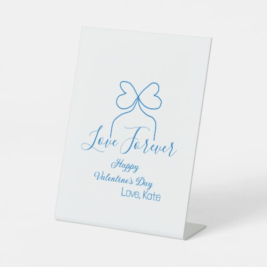 Love Forever blue bow happy Valentine's day name d Sockelschild (Vorderseite)