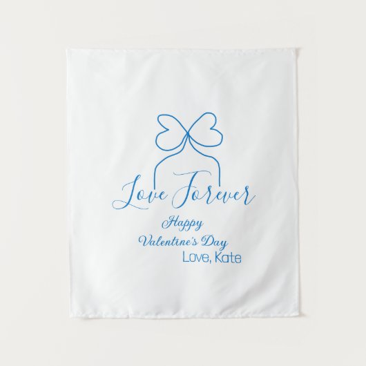 Love Forever blue bow happy Valentine's day name d Wandteppich (Vorderseite)