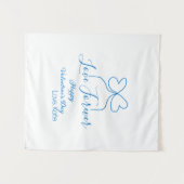 Love Forever blue bow happy Valentine's day name d Wandteppich (Vorderseite (Horizontal))