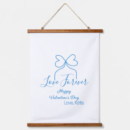 Love Forever blue bow happy Valentine's day name d Wandteppich Mit Holzrahmen