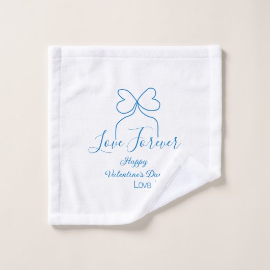 Love Forever blue bow happy Valentine's day name d Waschlappen (Waschlappen)