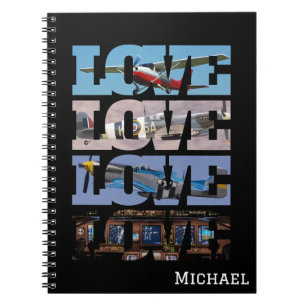 LOVE Foto Flugzeug, Luftfahrt, Minimalistisch Notizblock