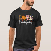 Love Friendsgiving Text with Pumpkin & Autumn Leav T-Shirt (Vorderseite)