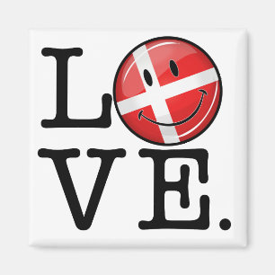 Love From Denmark Smiling Flag Magnet