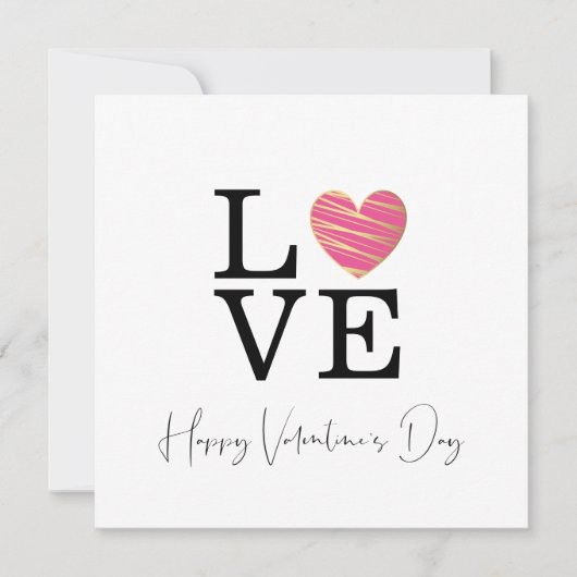 Love Fuchsia Heart Happy Valentine's Day Script (Vorderseite)