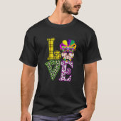 LOVE Funny Mardi Gras French Bulldog Dog Leopard P T-Shirt (Vorderseite)
