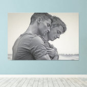 Love Gay Couple - Charcoal Sketch - Leinwanddruck (Insitu (Holzboden))