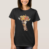 Love giraffe Women wildlife giraffe with Flowers T-Shirt (Vorderseite)