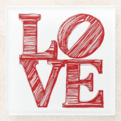 LOVE Glass Coaster , Valentine gift Glass Coasters Glasuntersetzer (Vorderseite)