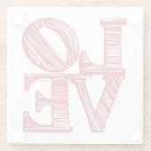LOVE Glass Coaster , Valentine gift Glass Coasters Glasuntersetzer (Rückseite)