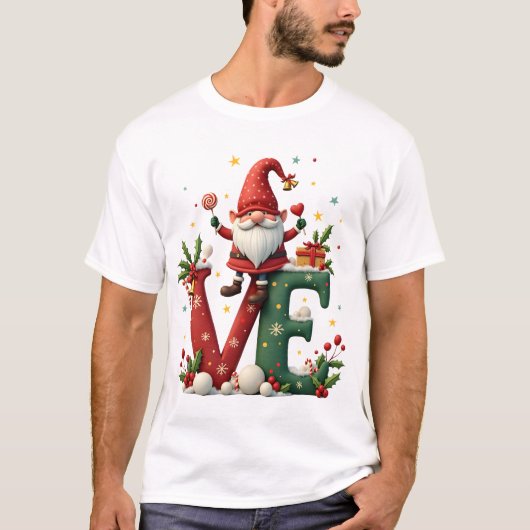 LOVE Gnome Christmas T-Shirt (Vorderseite)