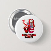 Love Gnome Healthcare Worker Valentines Day Heart Button (Vorne & Hinten)