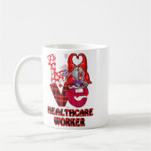Love Gnome Healthcare Worker Valentines Day Heart Kaffeetasse (Links)