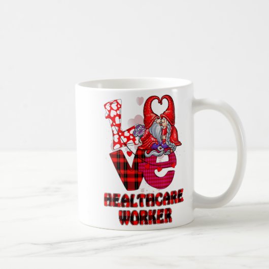 Love Gnome Healthcare Worker Valentines Day Heart  Kaffeetasse (Rechts)