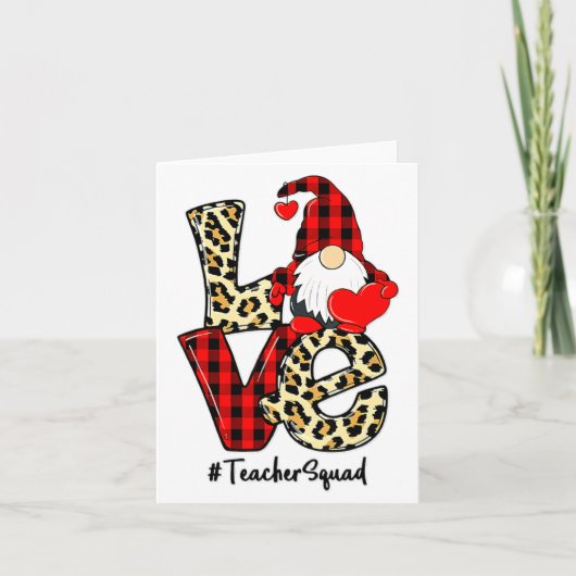 Love Gnome Teacher Squad Happy Valentine Gnome Tea Karte (Vorderseite)