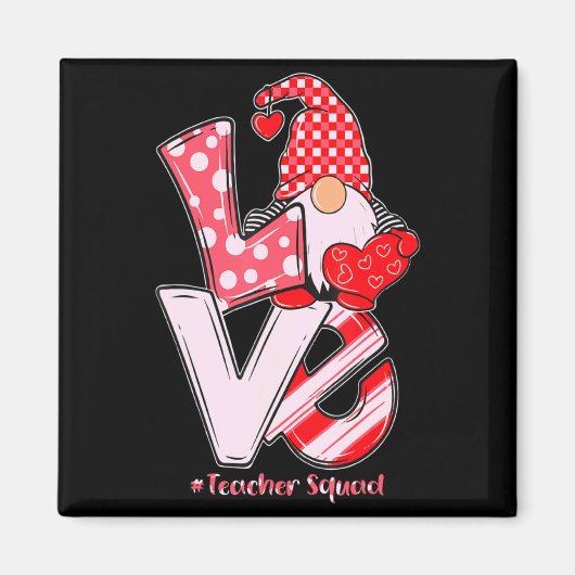 Love Gnome Teacher Squad Happy Valentine Gnome Tea Magnet (Vorne)