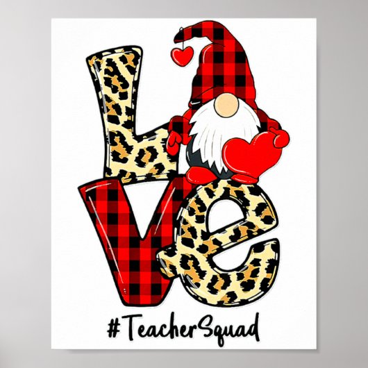 Love Gnome Teacher Squad Happy Valentine Gnome Tea Poster (Vorne)