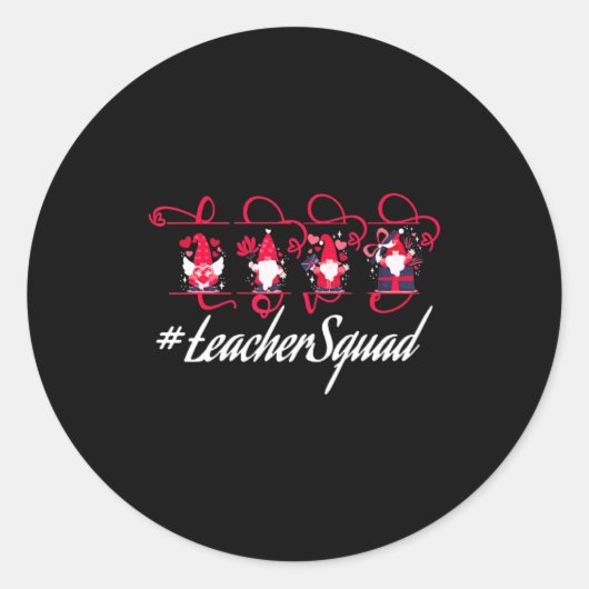 Love Gnome Teacher Squad Happy Valentine Gnome Tea Runder Aufkleber (Vorderseite)