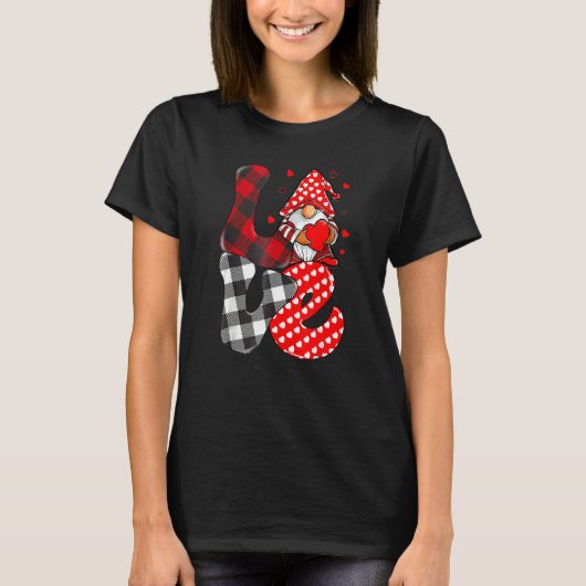 Love Gnome Teacher Squad Happy Valentine Gnome Tea T-Shirt (Vorderseite)