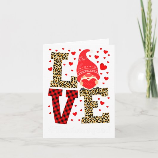 Love Gnome Teacher Squad Valentines Day Teacher St Karte (Vorderseite)