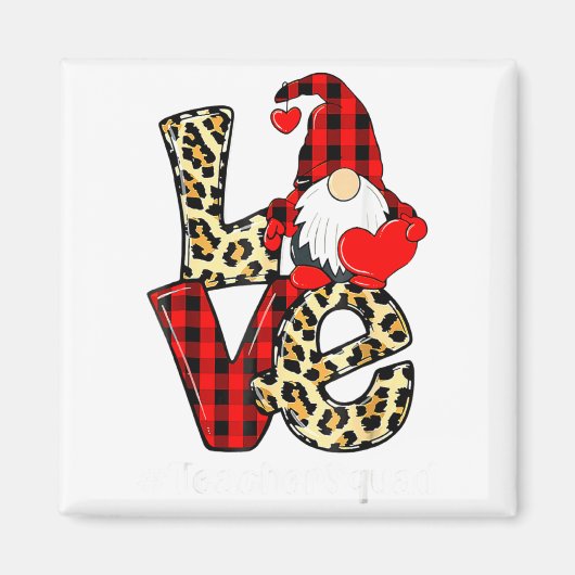 Love Gnome Teacher Squad Valentines Day Teacher St Magnet (Vorne)