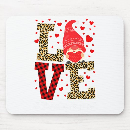 Love Gnome Teacher Squad Valentines Day Teacher St Mousepad (Vorne)