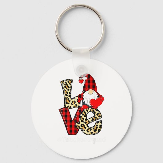 Love Gnome Teacher Squad Valentines Day Teacher St Schlüsselanhänger (Vorderseite)