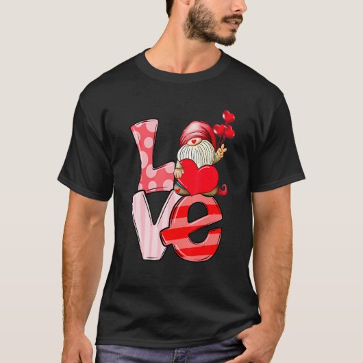 Love Gnome Valentines Day Love Valentine Pajamas G T-Shirt (Vorderseite)