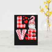 Love Gnome Valentines Day Red Buffalo Plaid Leopar Karte (Gelbe Blume)