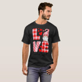 Love Gnome Valentines Day Red Buffalo Plaid Leopar T-Shirt (Vorne ganz)