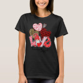 Love Gnome Valentines Day Red Buffalo Plaid Leopar T-Shirt (Vorderseite)
