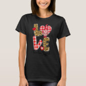 Love Gnome Valentines Day Red Buffalo Plaid Leopar T-Shirt (Vorderseite)