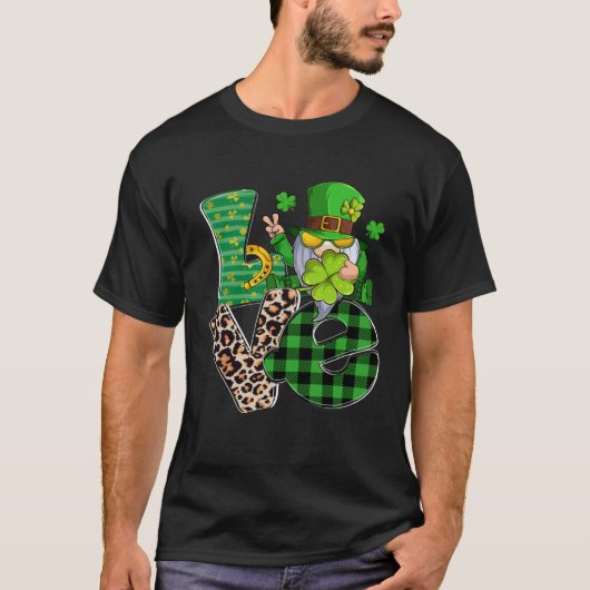 LOVE Gnomes Irish Shamrock Lucky St Patrick's Day  T-Shirt (Vorderseite)
