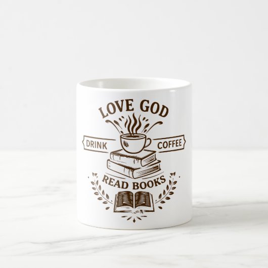 Love God Drink Coffee Read Books Kaffeetasse (Mittel)